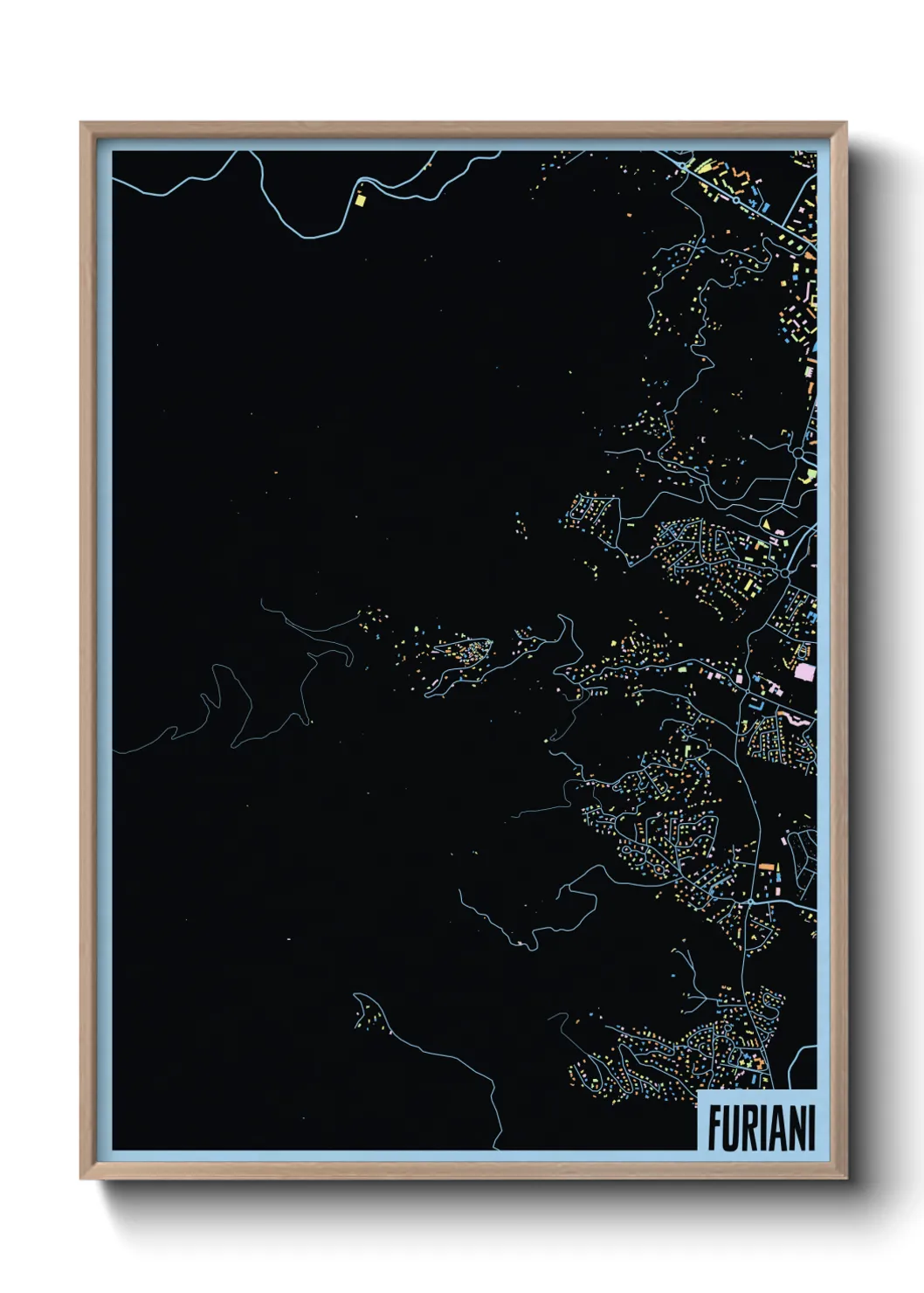 Une affiche de carte sur Furiani