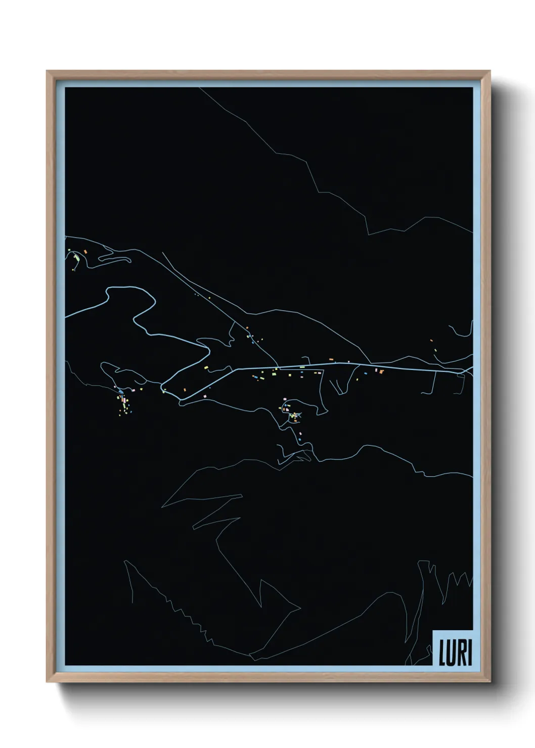 Une affiche de carte sur Luri