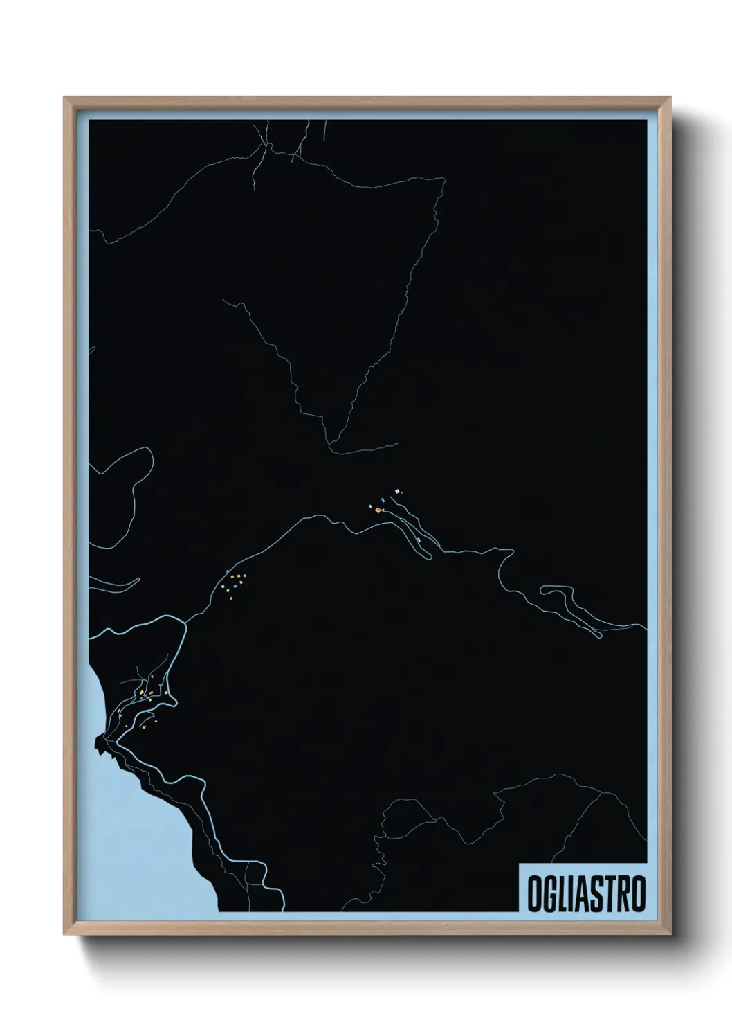 Une affiche de carte sur Ogliastro