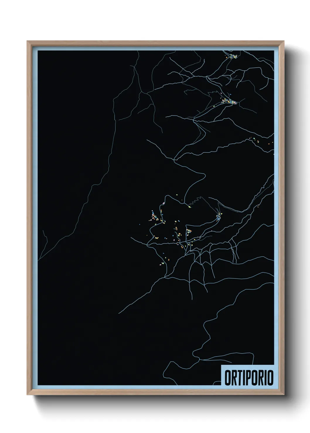 Une affiche de carte sur Ortiporio