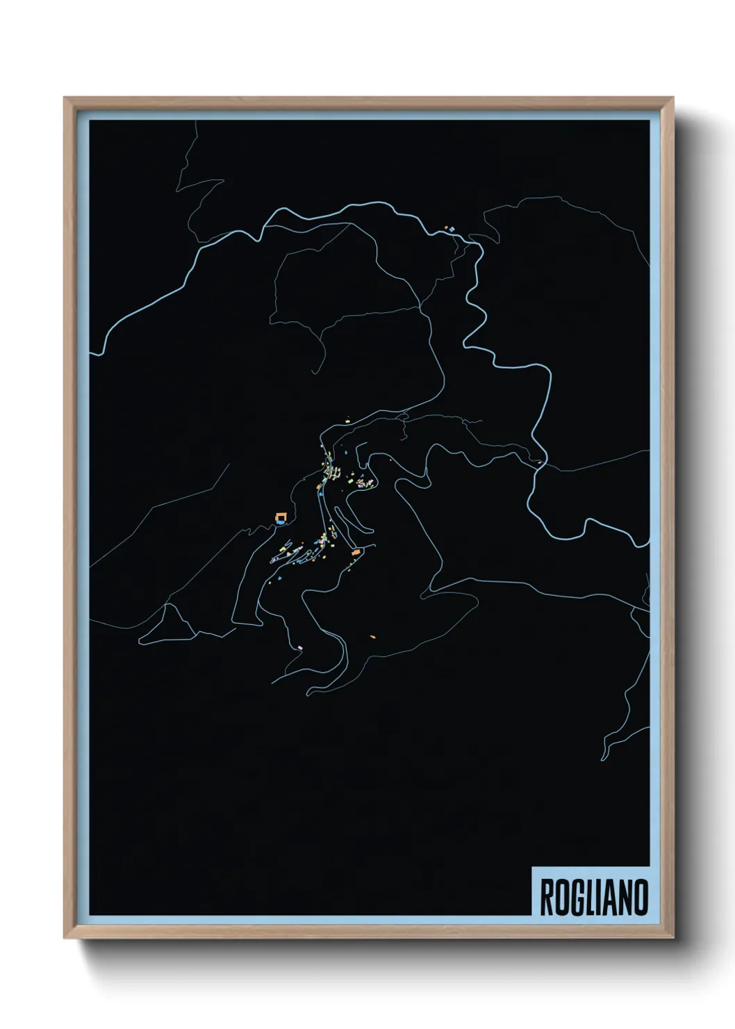 Une affiche de carte sur Rogliano