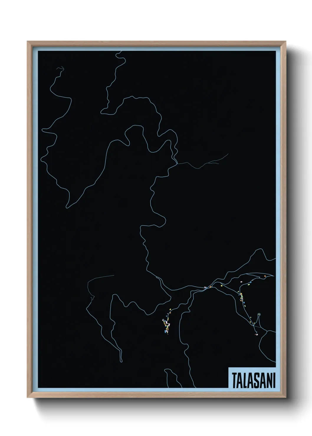 Une affiche de carte sur Talasani