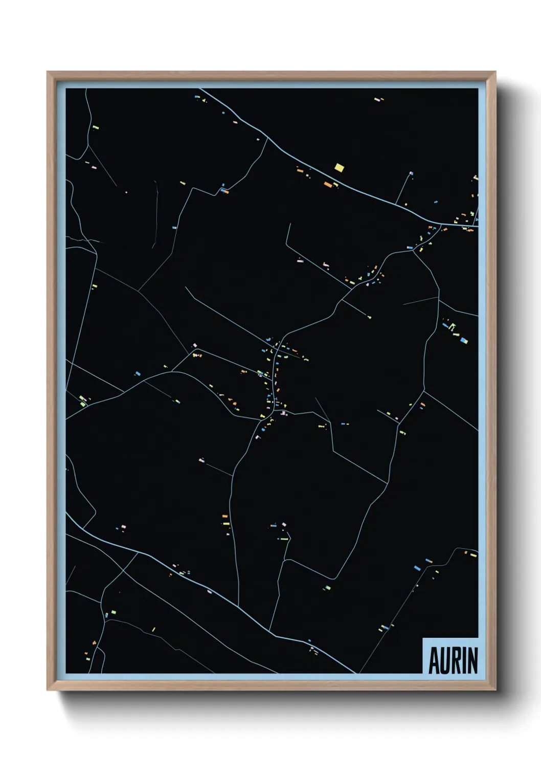 Une affiche de carte sur Aurin