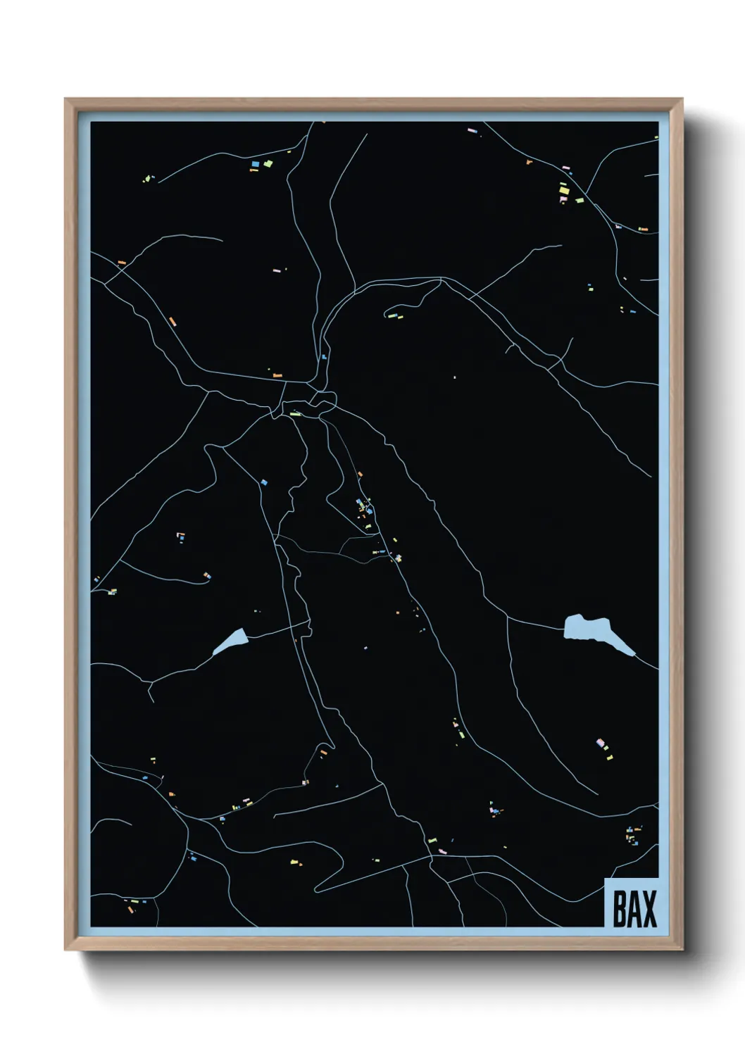 Une affiche de carte sur Bax