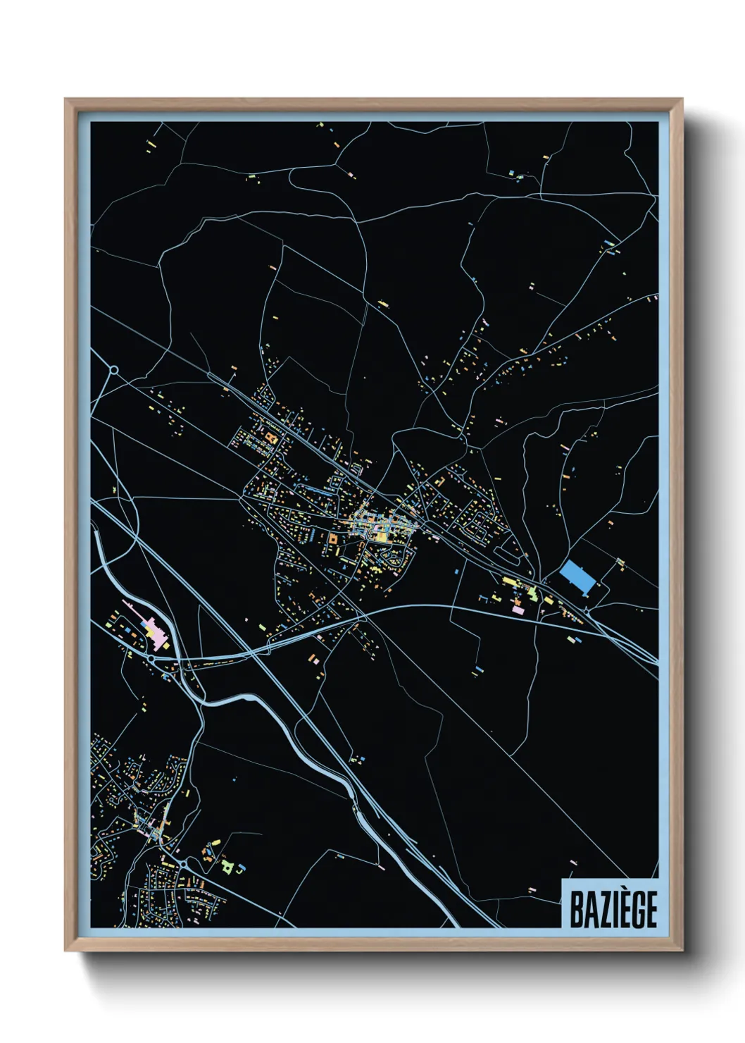 Une affiche de carte sur Baziège