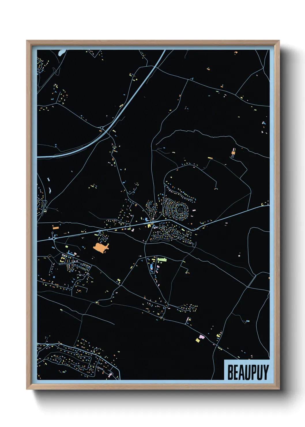 Une affiche de carte sur Beaupuy