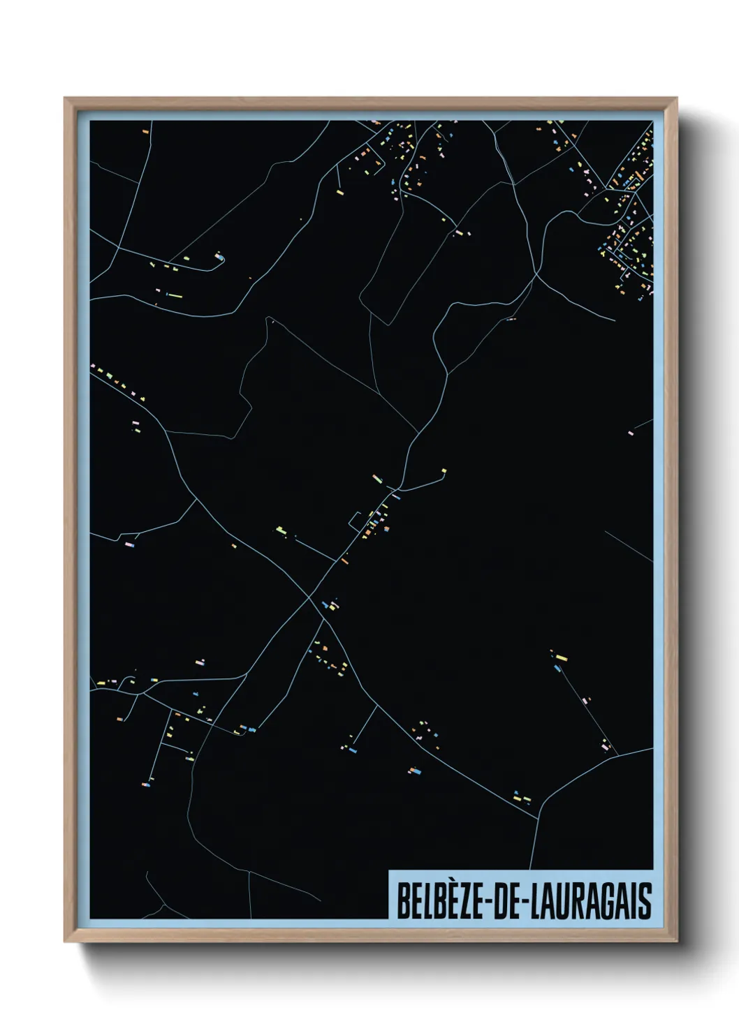 Une affiche de carte sur Belbèze-de-Lauragais