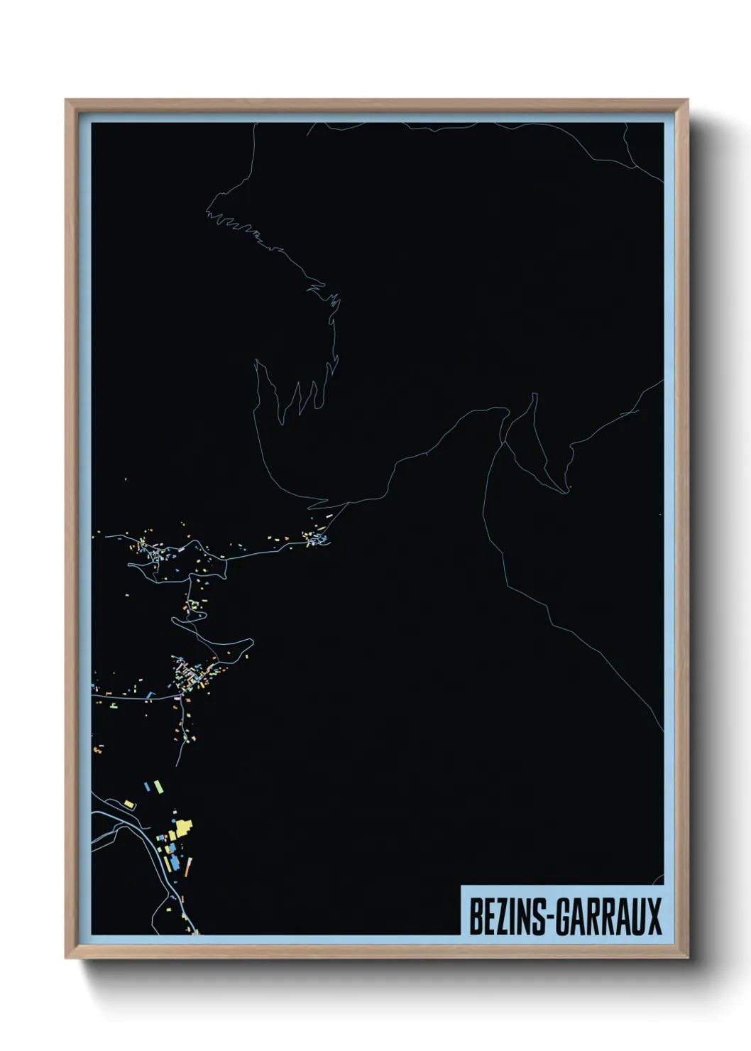 Une affiche de carte sur Bezins-Garraux