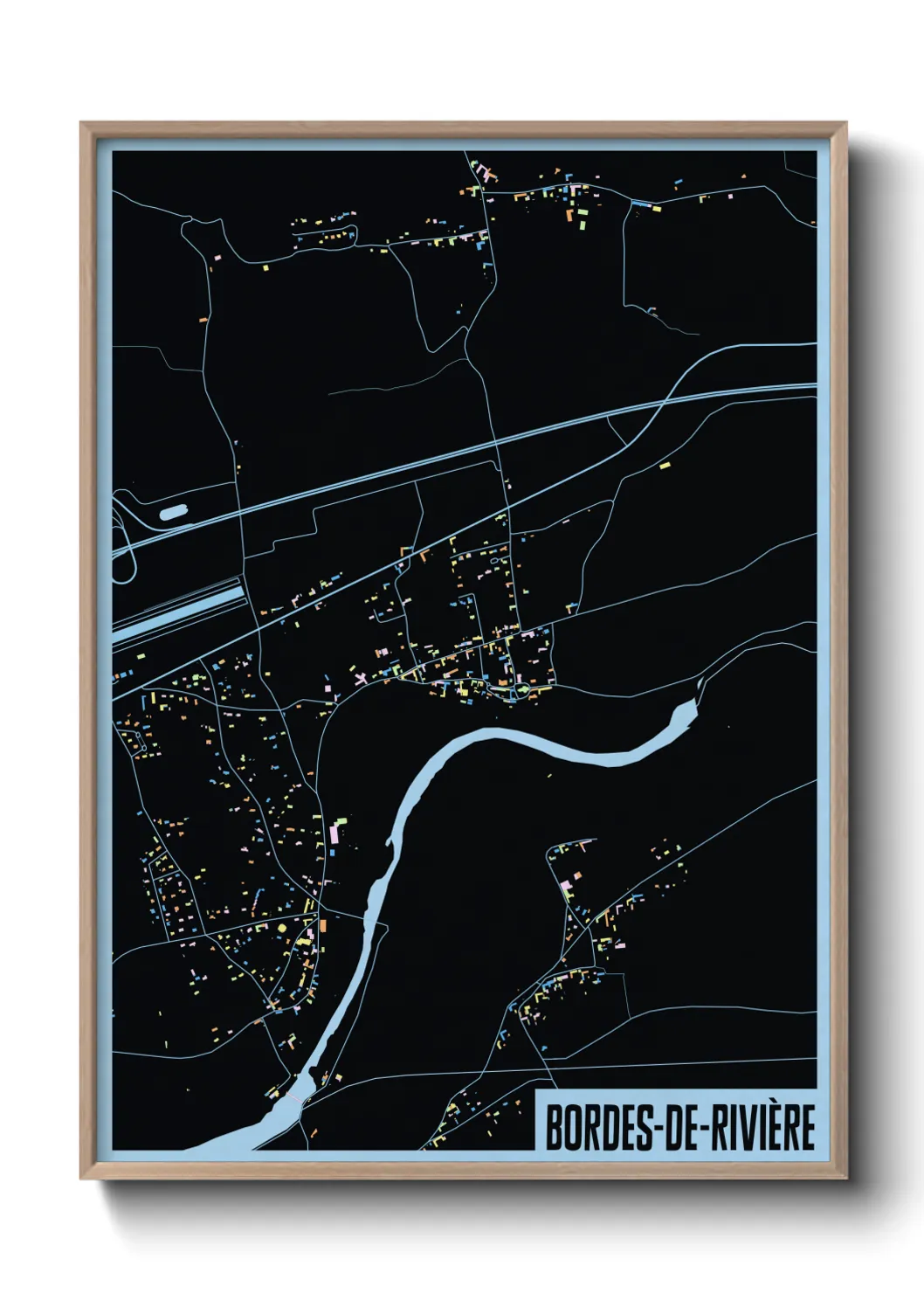 Une affiche de carte sur Bordes-de-Rivière