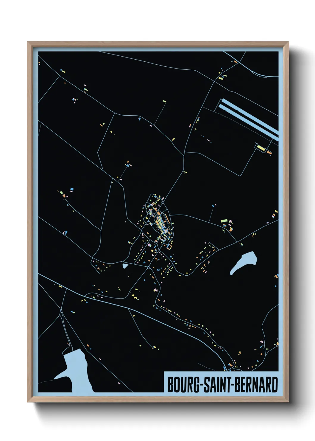 Une affiche de carte sur Bourg-Saint-Bernard