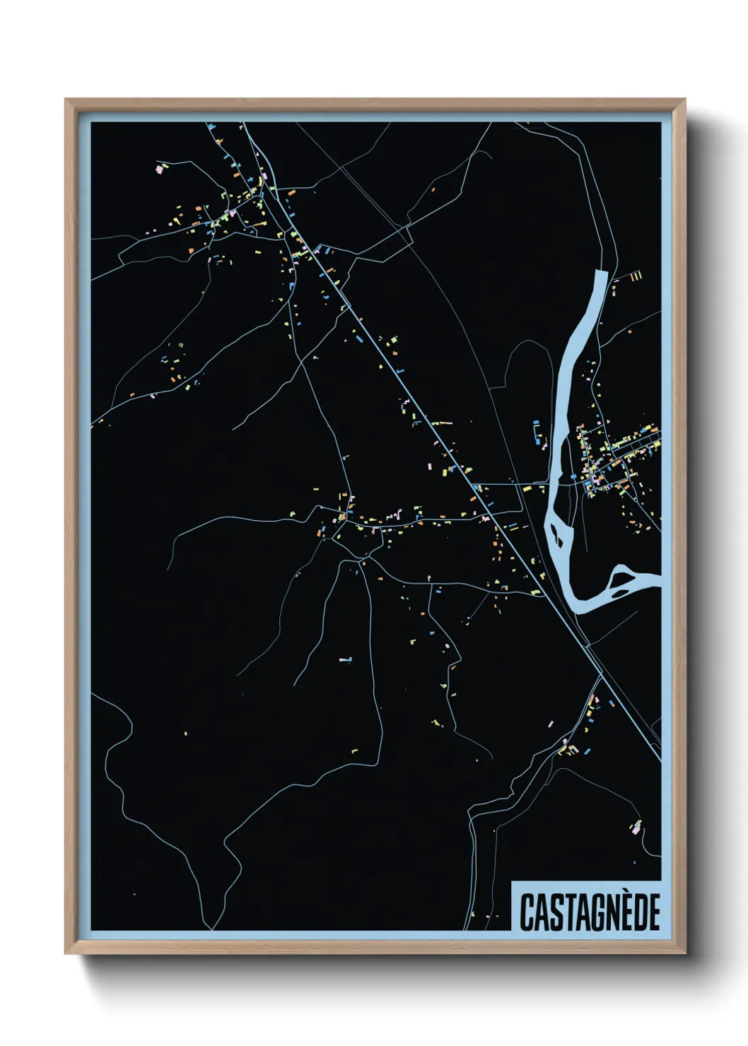 Une affiche de carte sur Castagnède