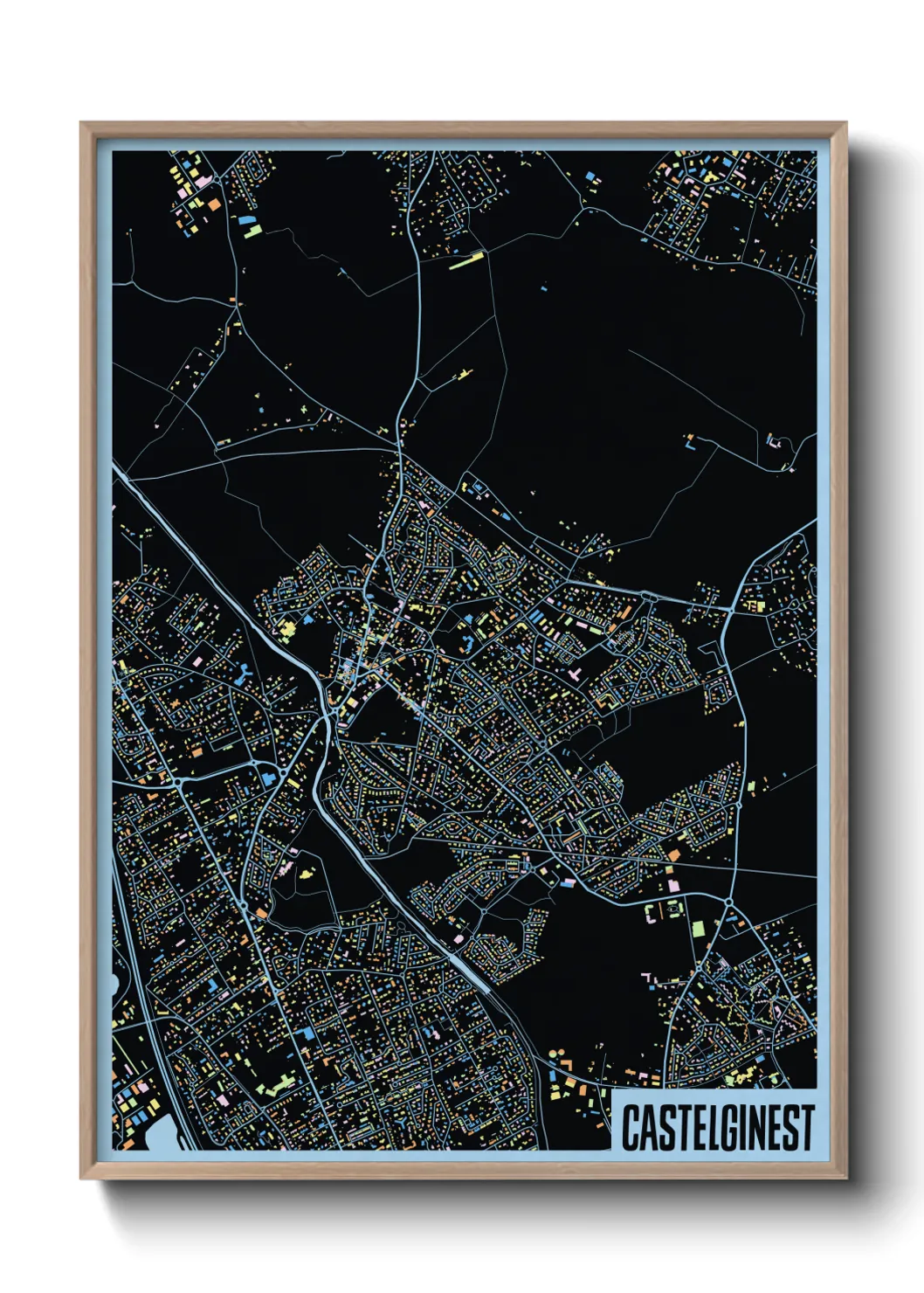 Une affiche de carte sur Castelginest