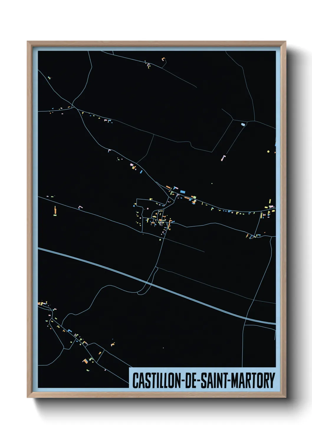 Une affiche de carte sur Castillon-de-Saint-Martory