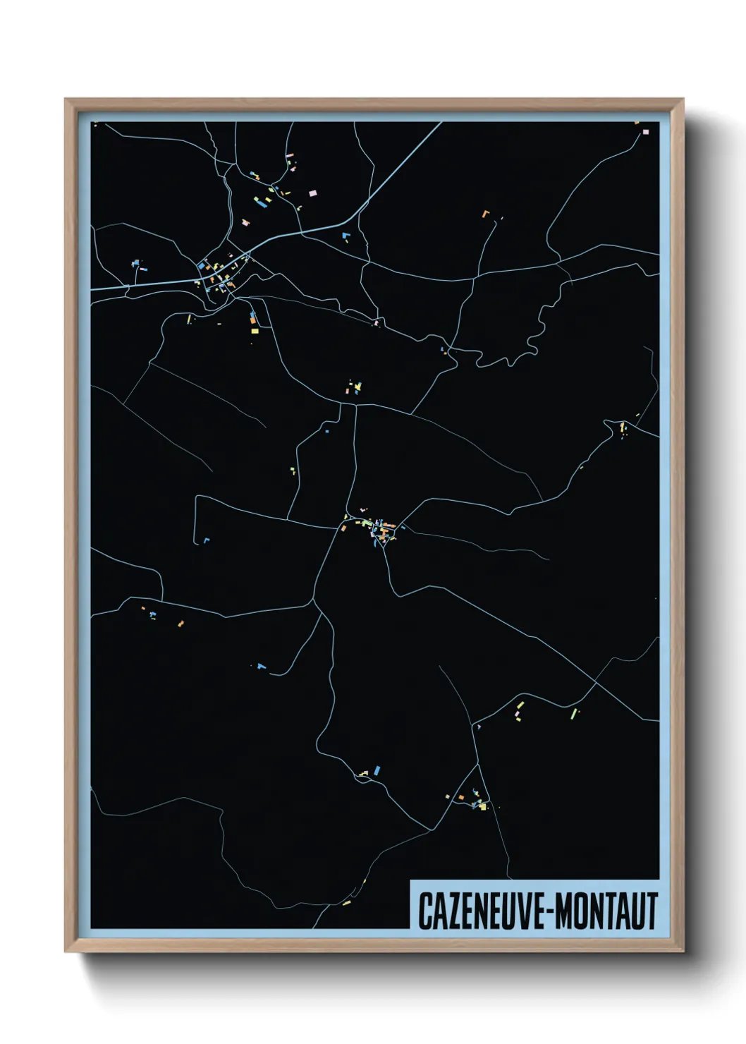 Une affiche de carte sur Cazeneuve-Montaut