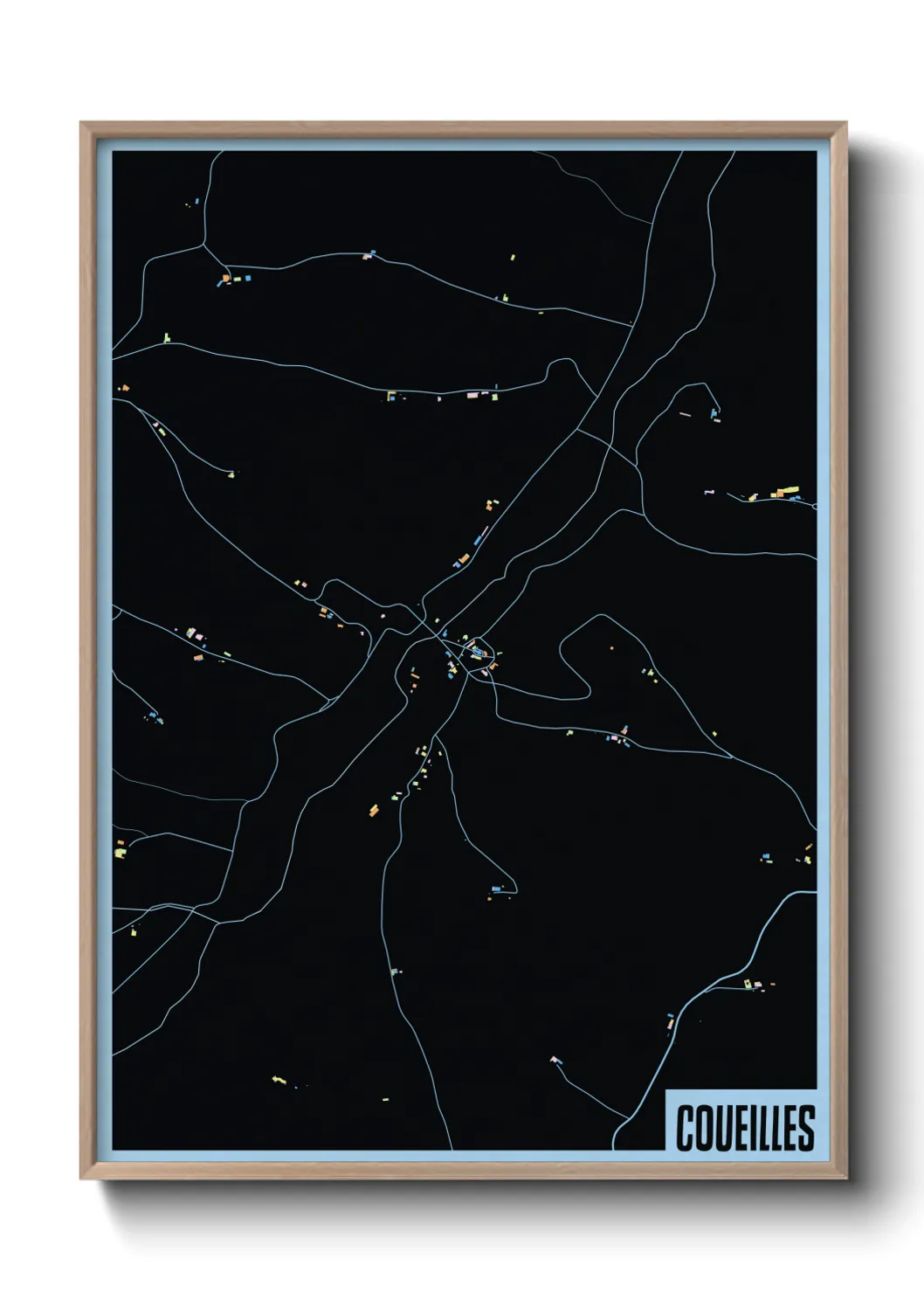 Une affiche de carte sur Coueilles