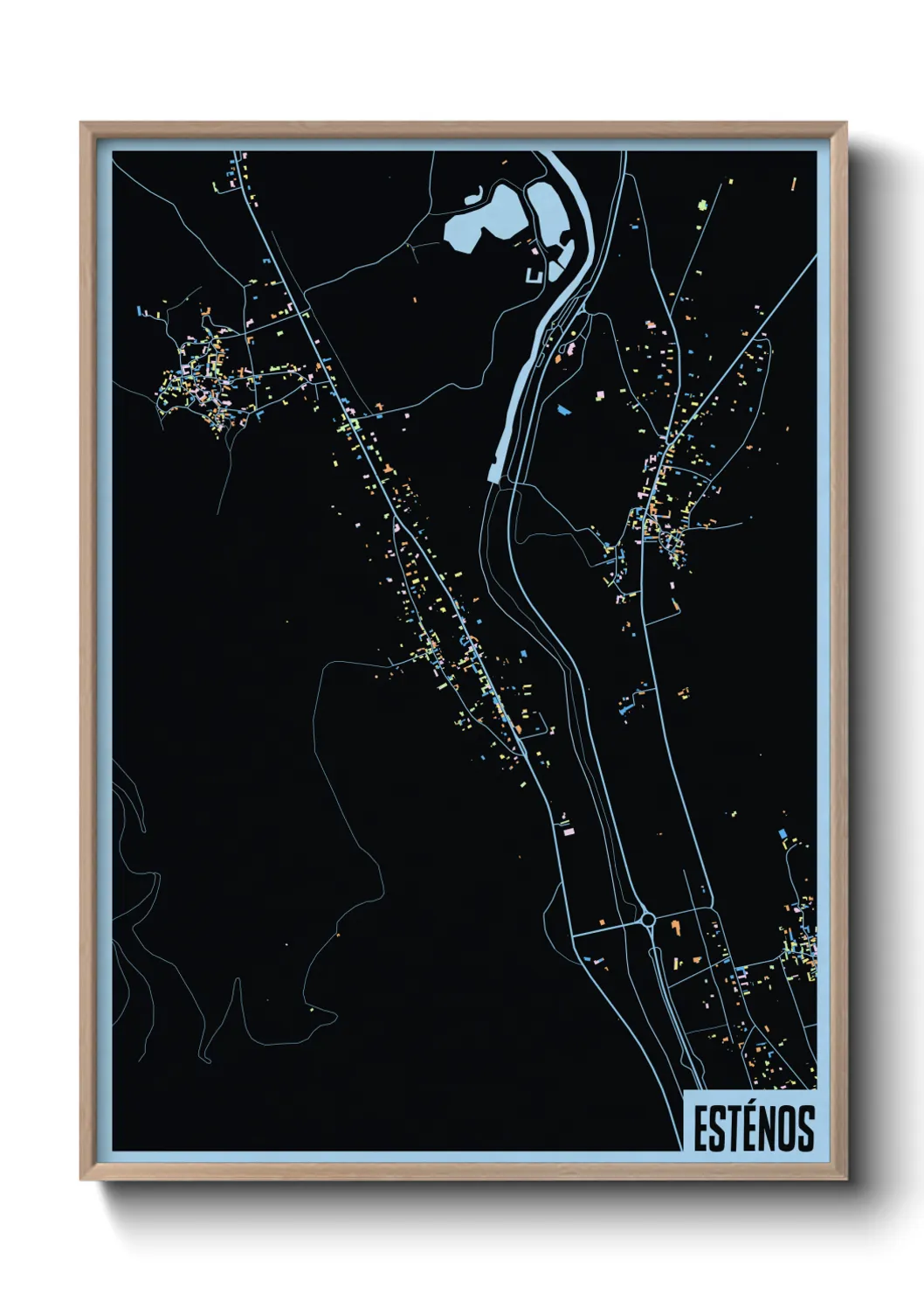 Une affiche de carte sur Esténos