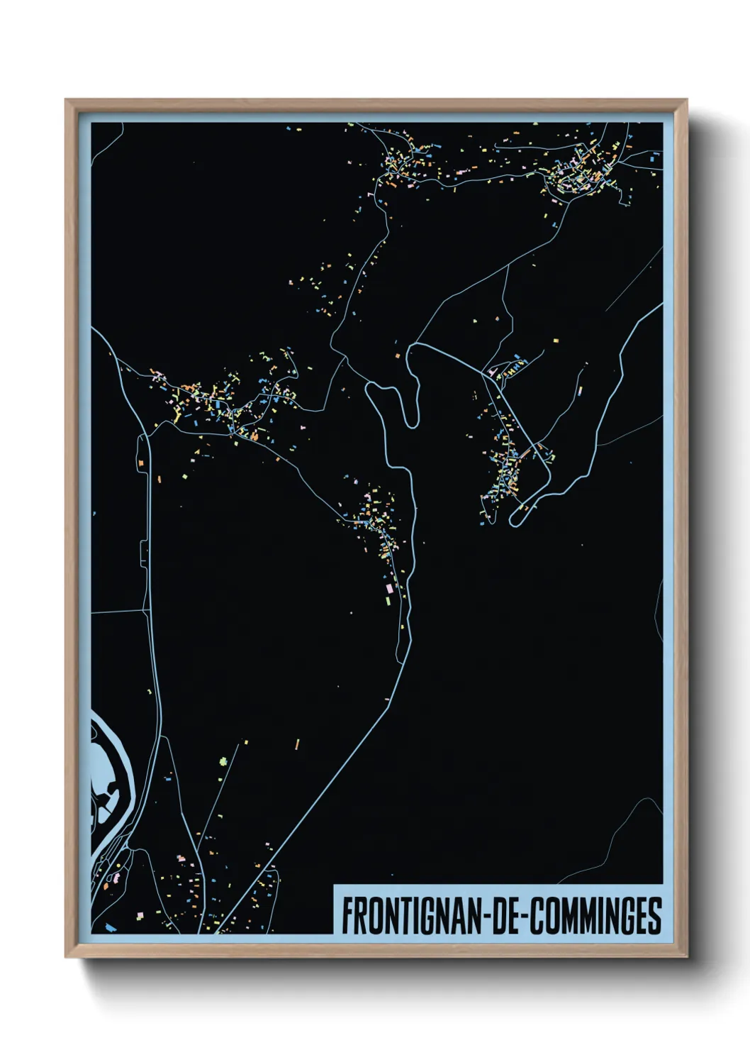 Une affiche de carte sur Frontignan-de-Comminges