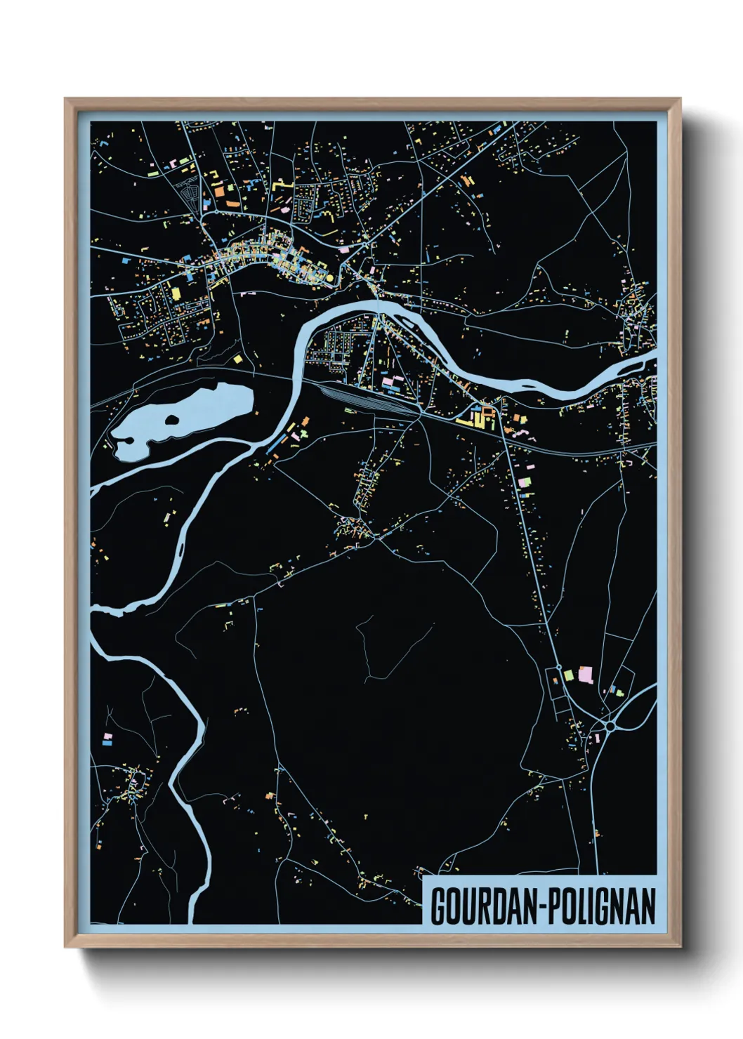 Une affiche de carte sur Gourdan-Polignan