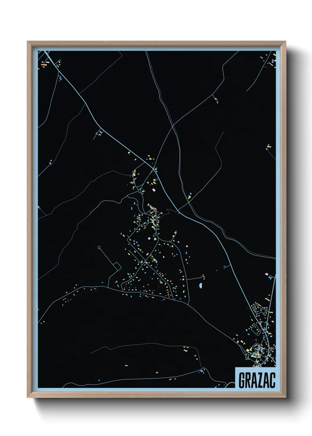 Une affiche de carte sur Grazac