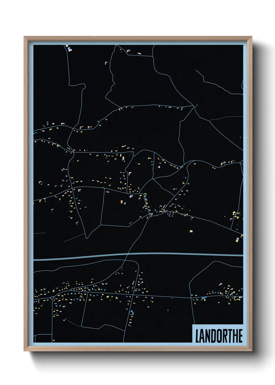 Une affiche de carte sur Landorthe