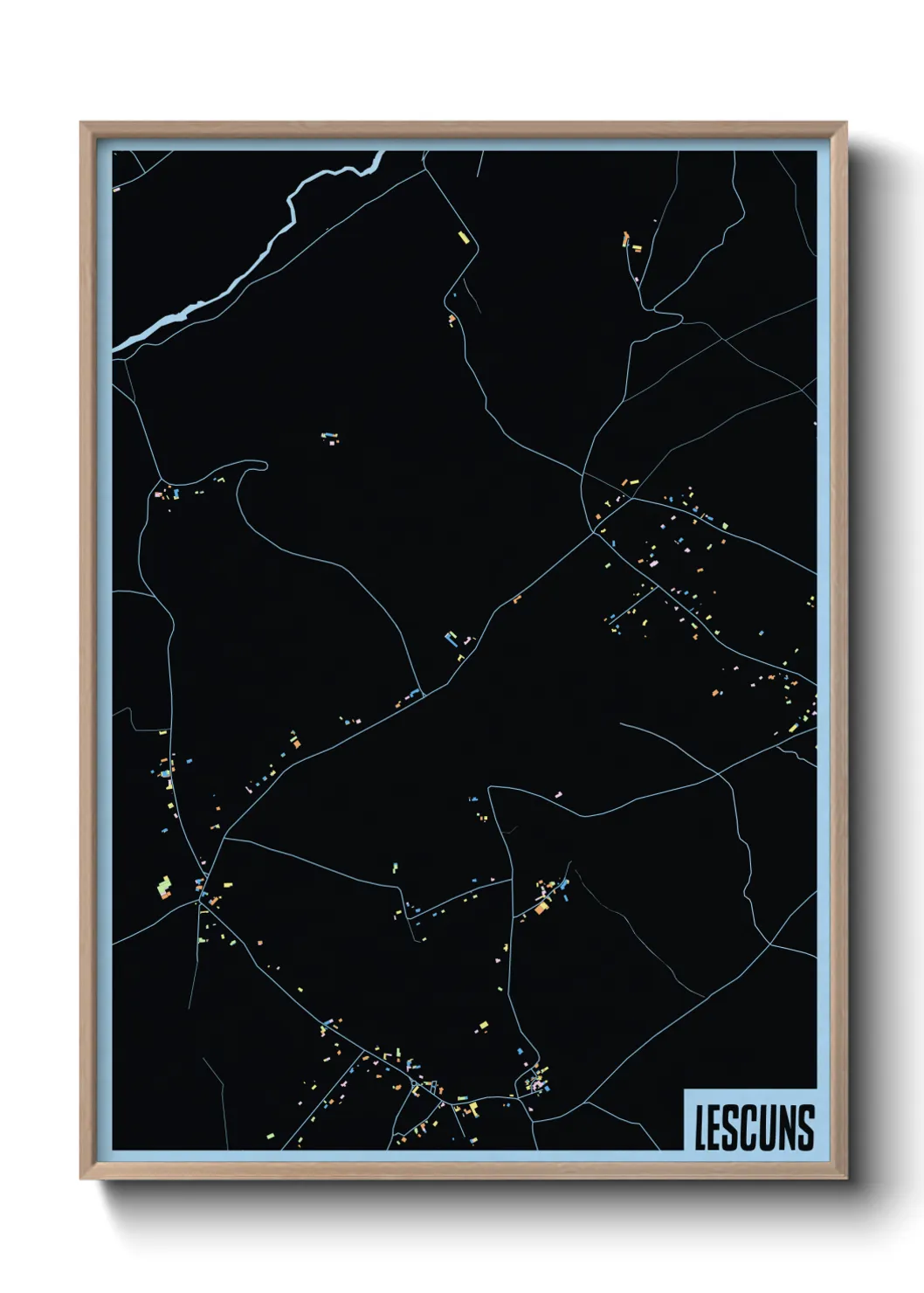 Une affiche de carte sur Lescuns