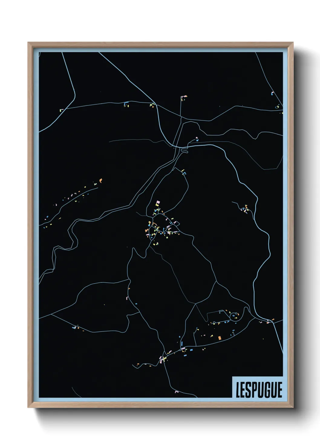 Une affiche de carte sur Lespugue