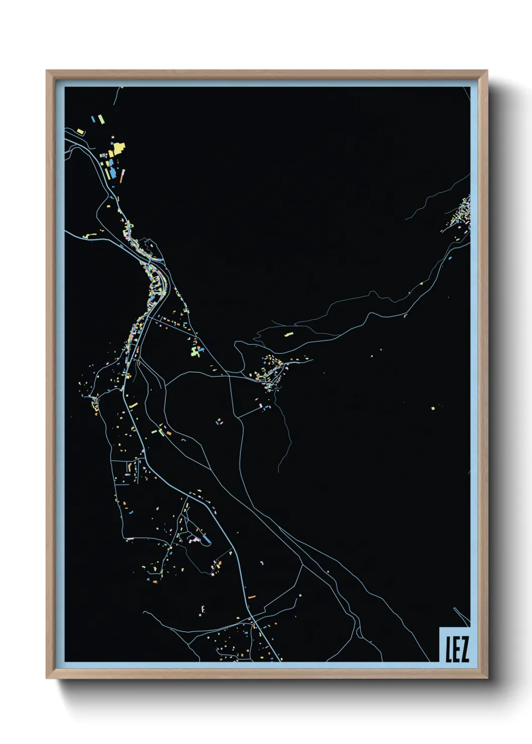 Une affiche de carte sur Lez