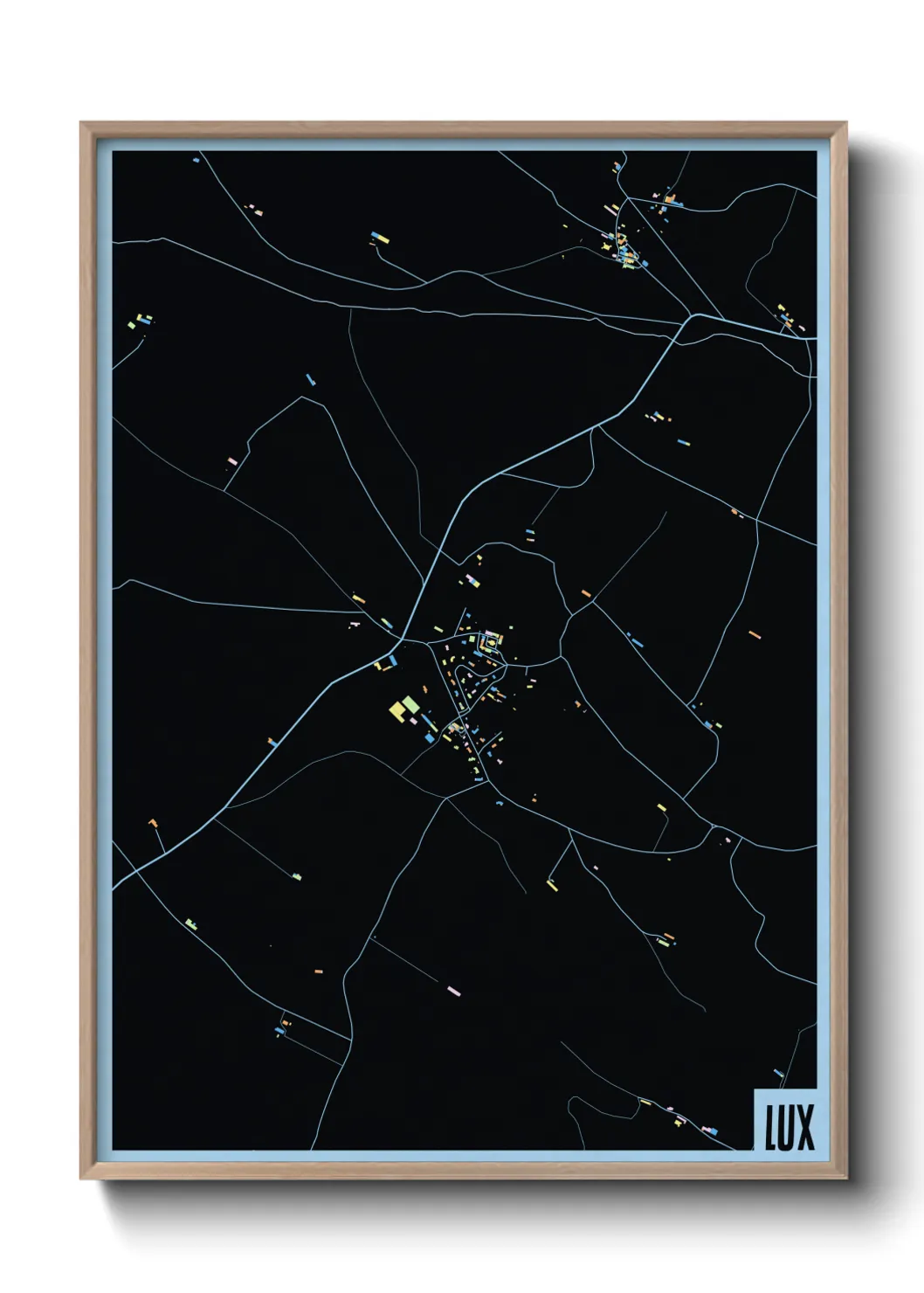 Une affiche de carte sur Lux