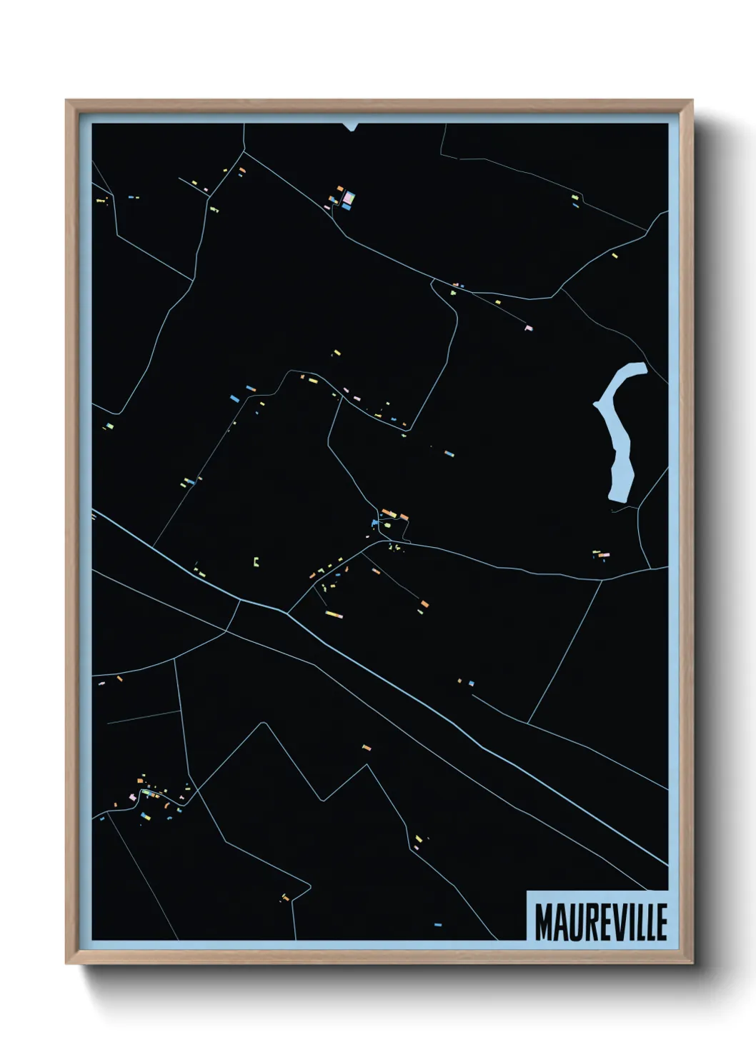 Une affiche de carte sur Maureville