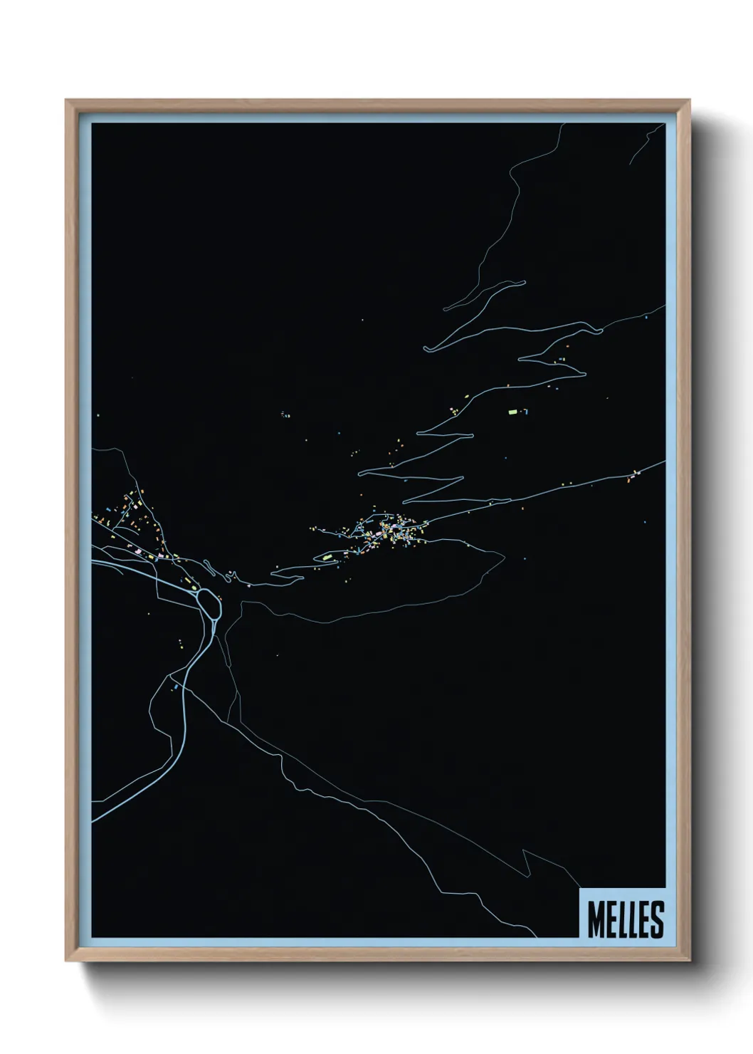 Une affiche de carte sur Melles