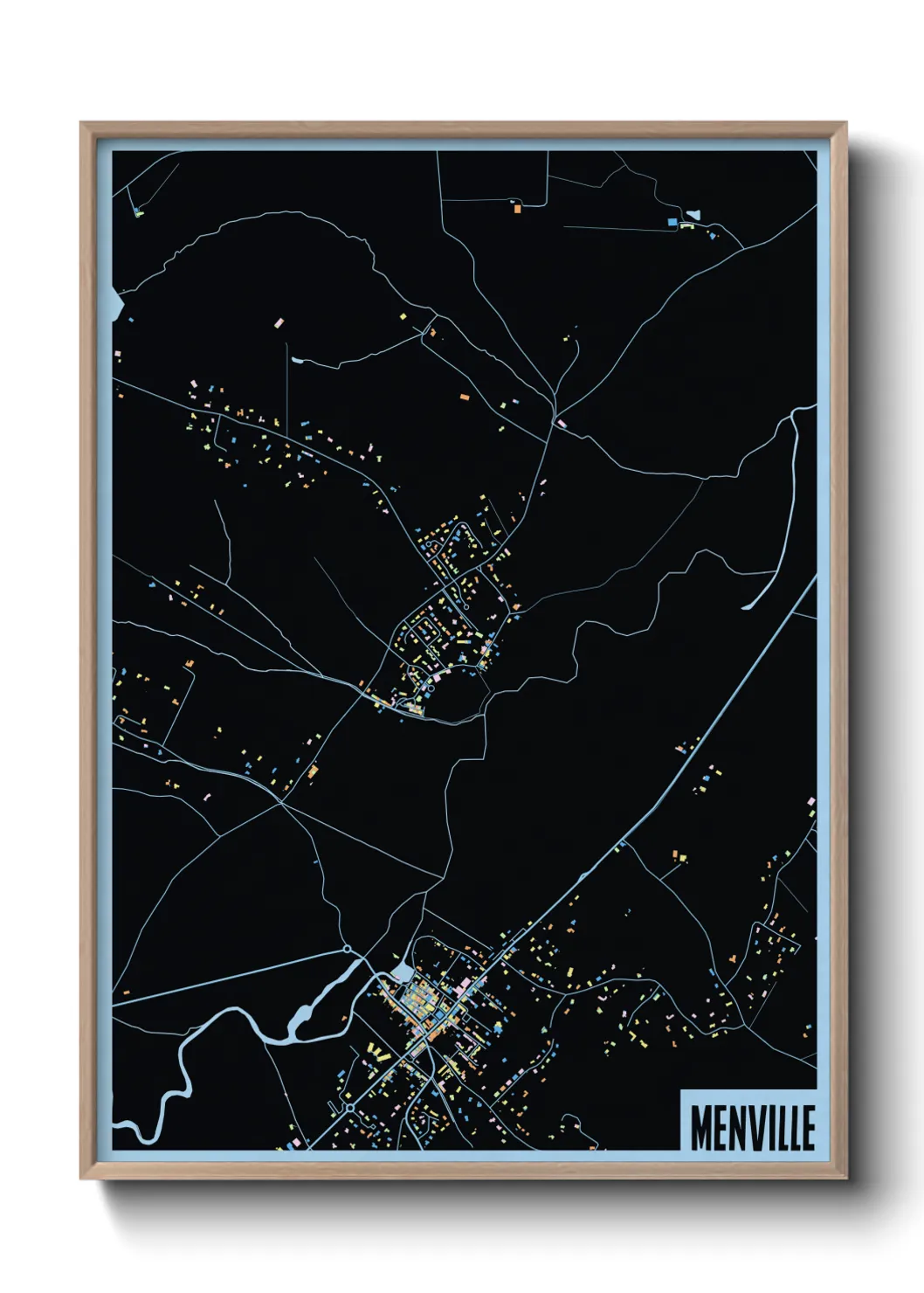 Une affiche de carte sur Menville