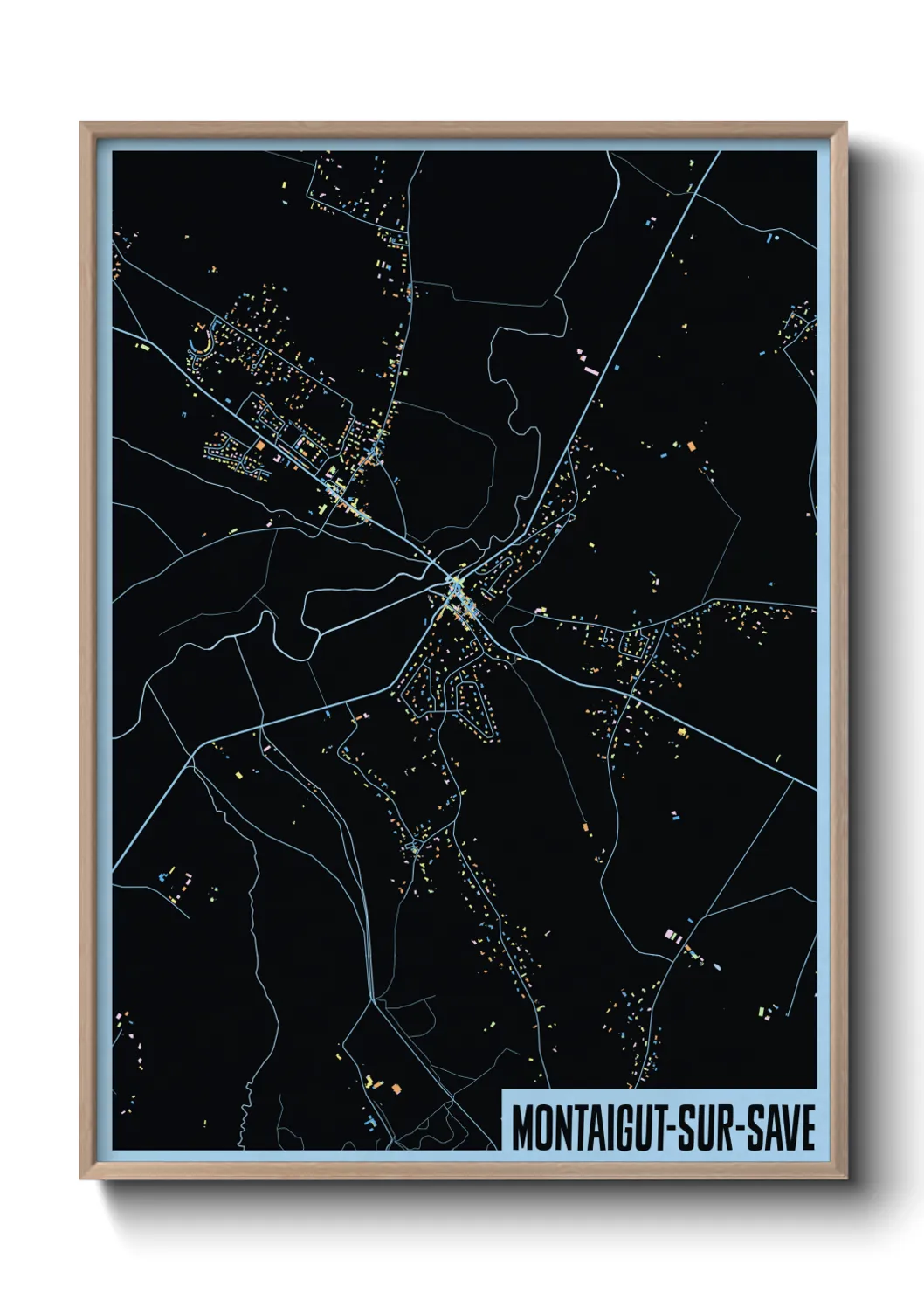 Une affiche de carte sur Montaigut-sur-Save