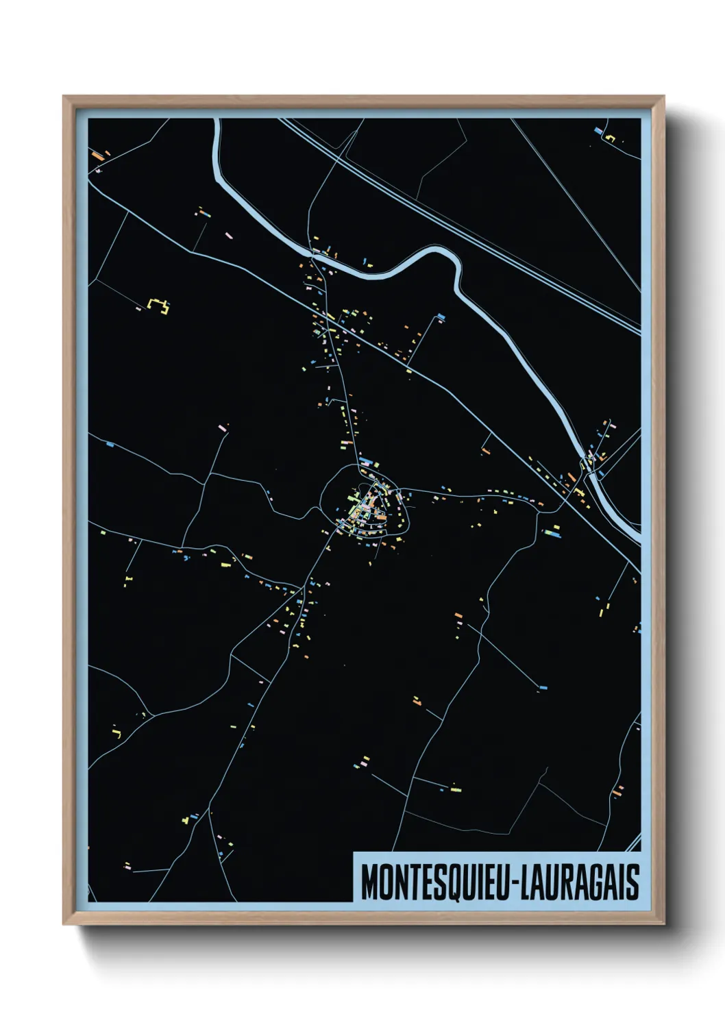 Une affiche de carte sur Montesquieu-Lauragais