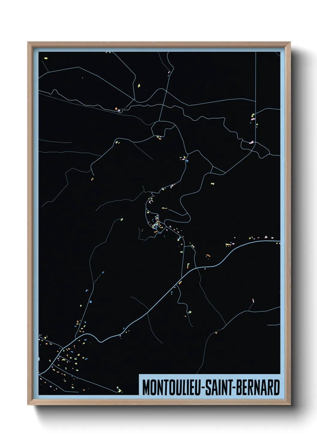 Une affiche de carte sur Montoulieu-Saint-Bernard