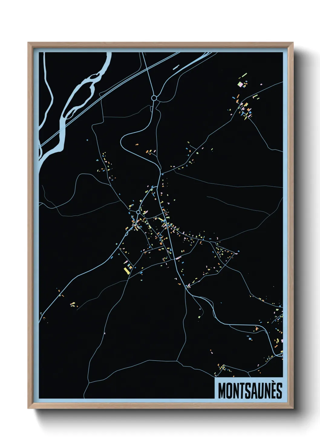 Une affiche de carte sur Montsaunès