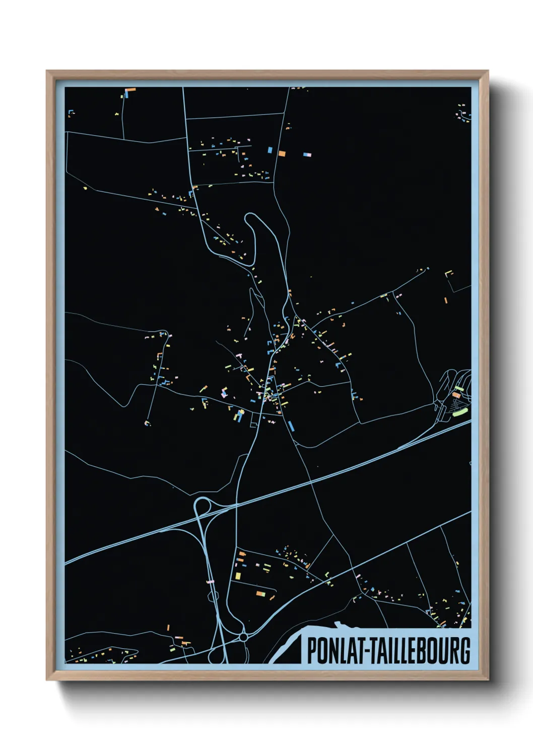 Une affiche de carte sur Ponlat-Taillebourg