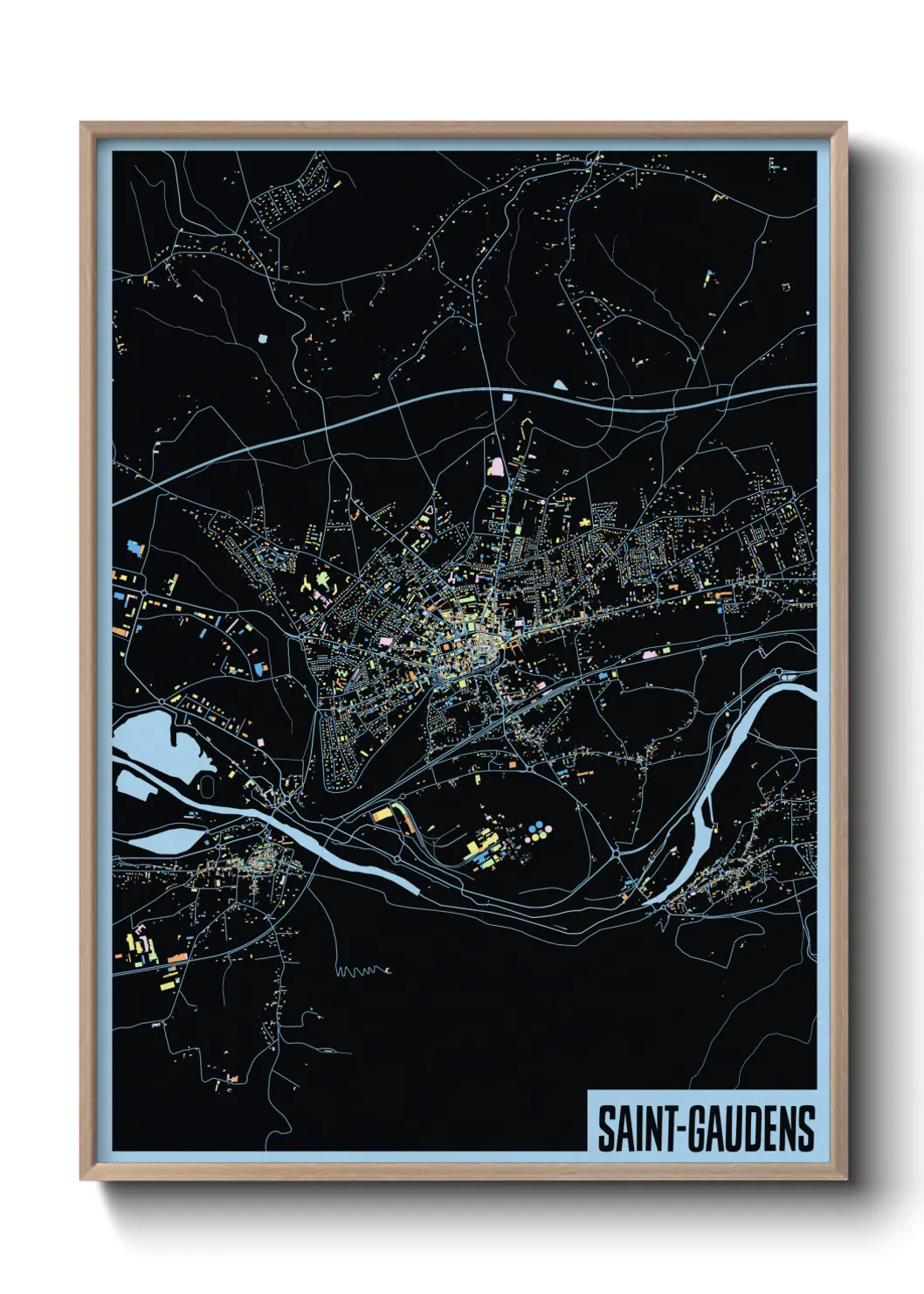 Une affiche de carte sur Saint-Gaudens