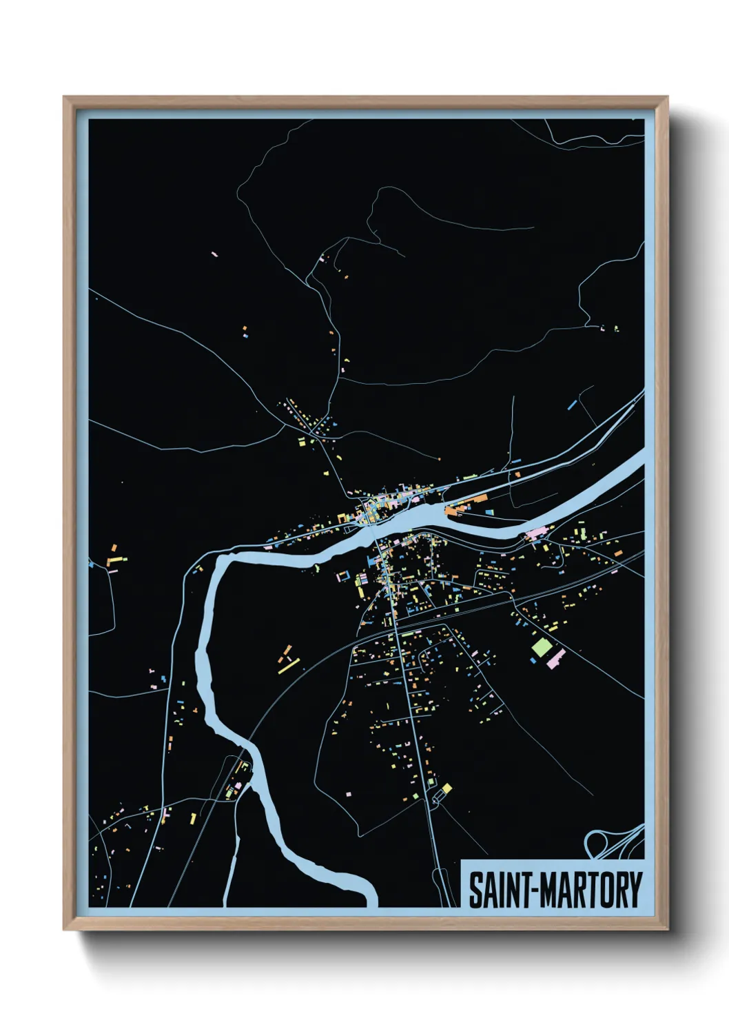 Une affiche de carte sur Saint-Martory