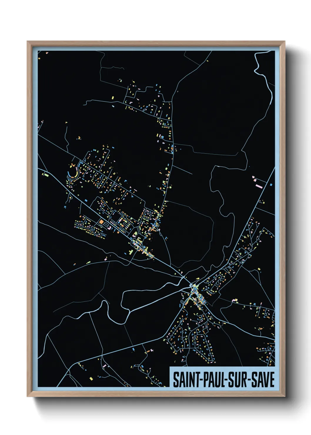 Une affiche de carte sur Saint-Paul-sur-Save