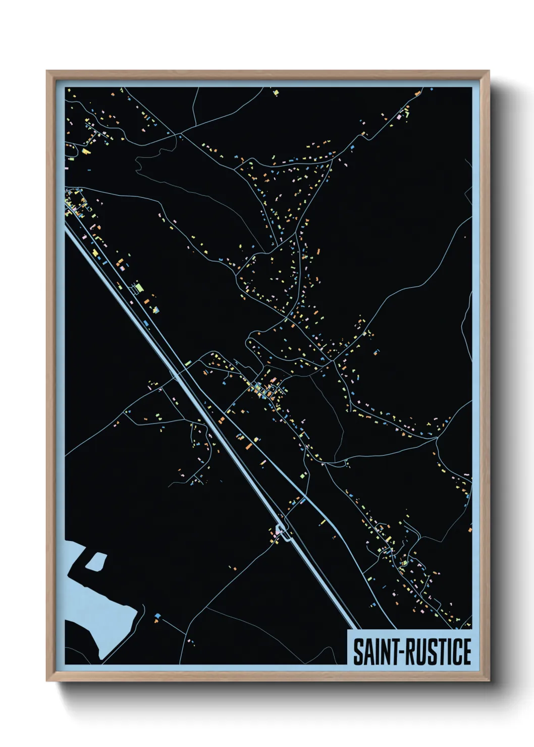 Une affiche de carte sur Saint-Rustice