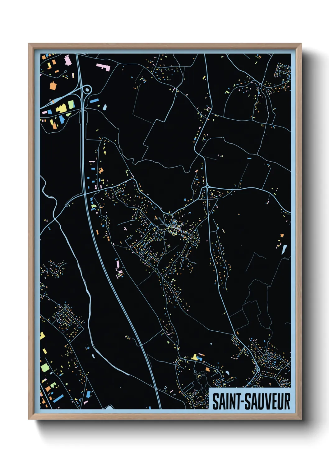 Une affiche de carte sur Saint-Sauveur