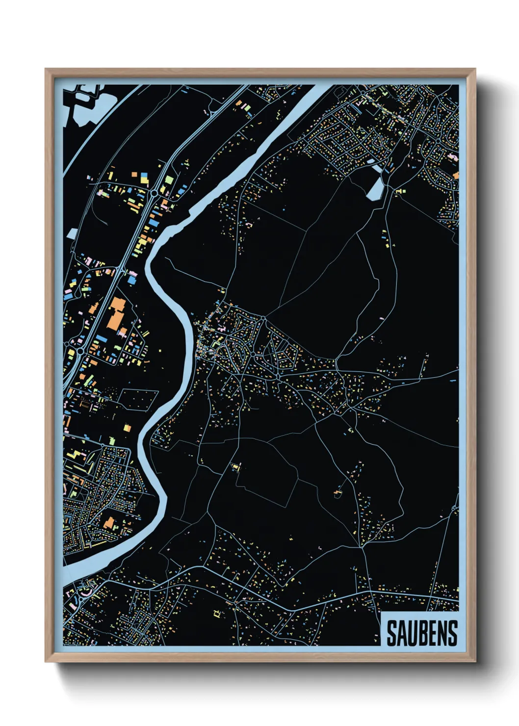 Une affiche de carte sur Saubens