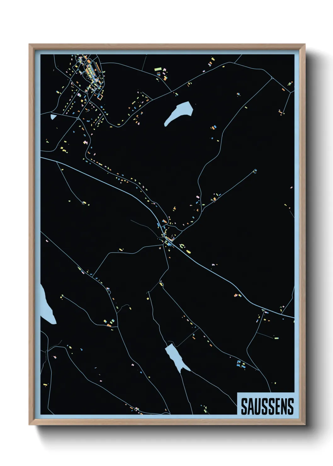Une affiche de carte sur Saussens