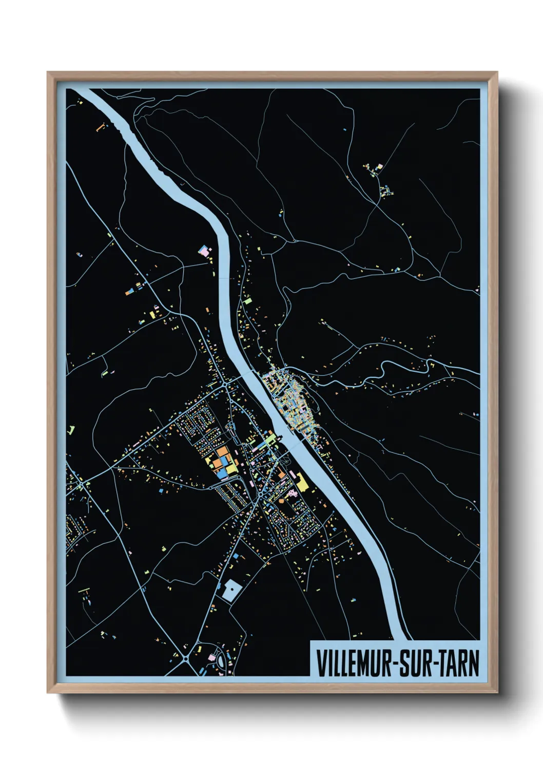 Une affiche de carte sur Villemur-sur-Tarn