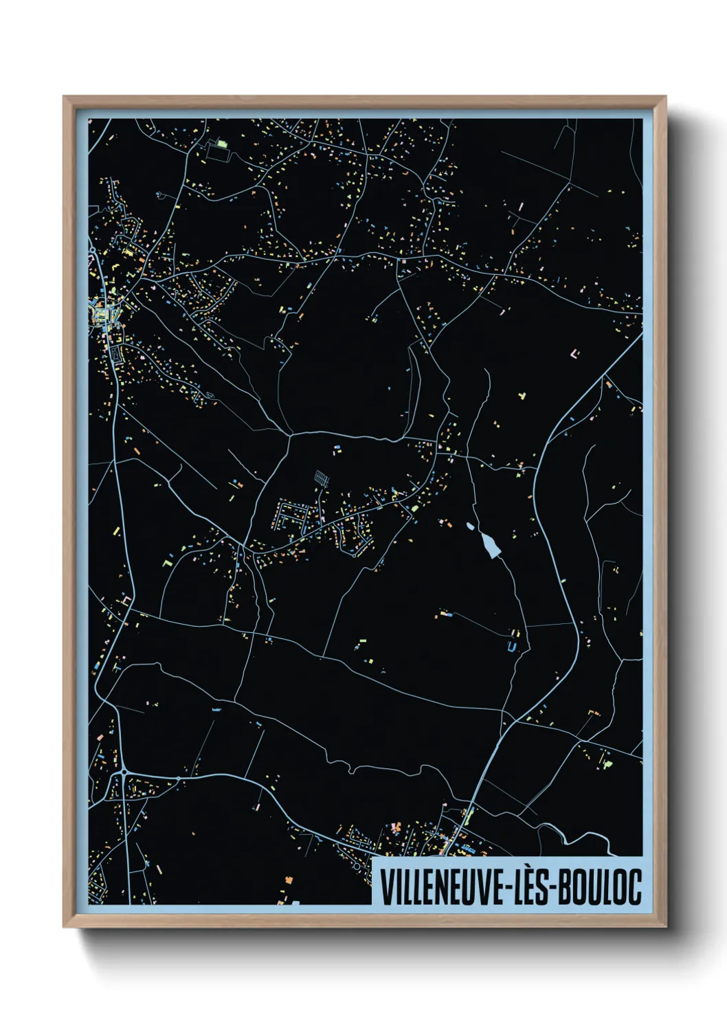 Une affiche de carte sur Villeneuve-lès-Bouloc