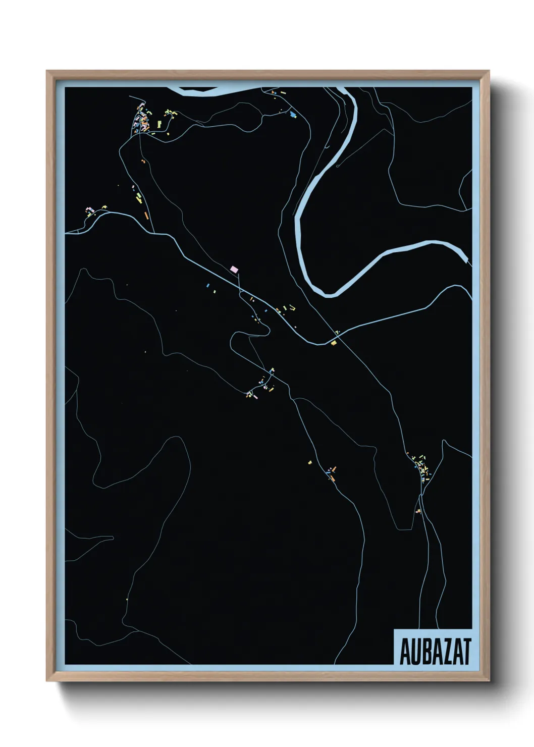 Une affiche de carte sur Aubazat