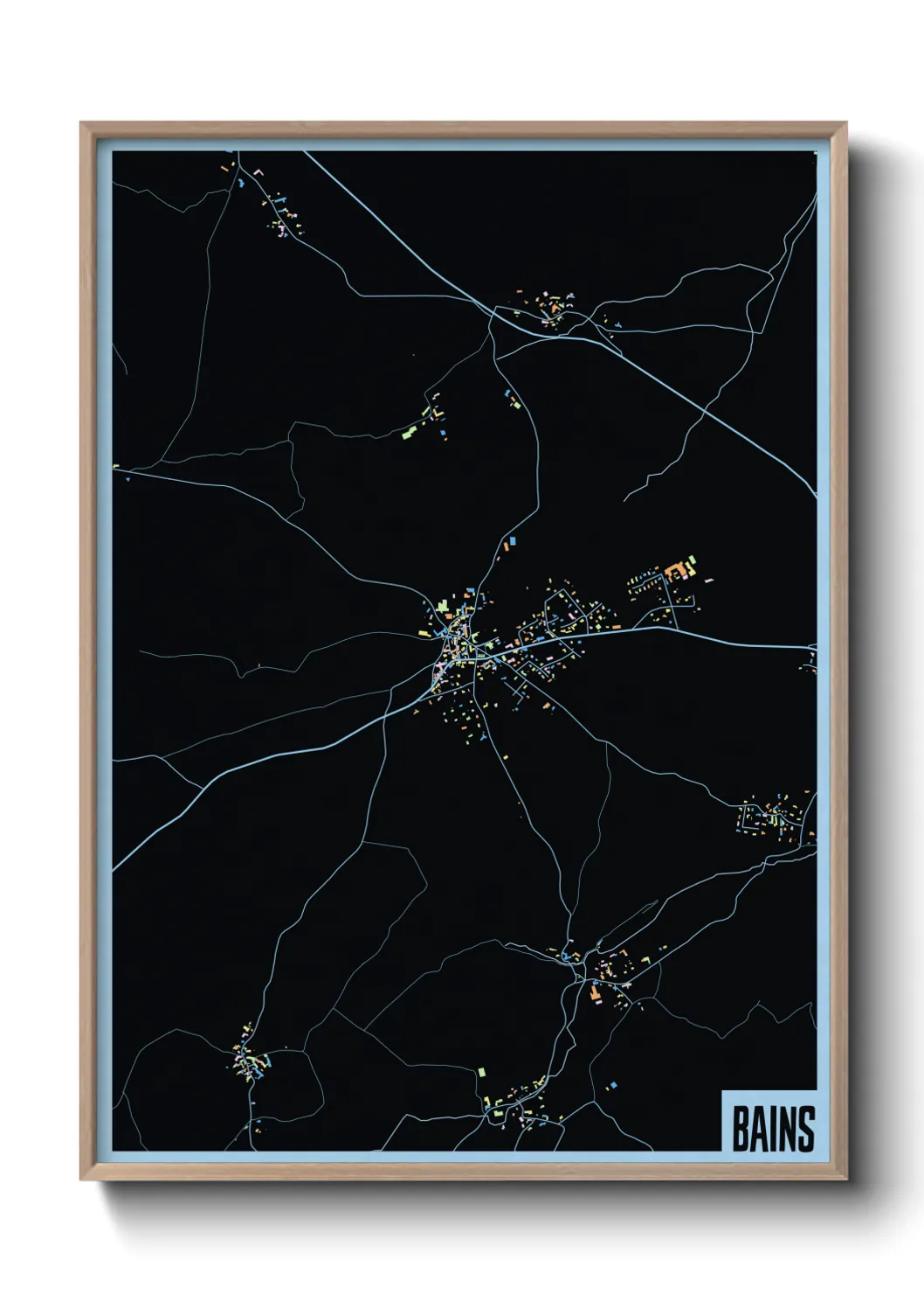 Une affiche de carte sur Bains