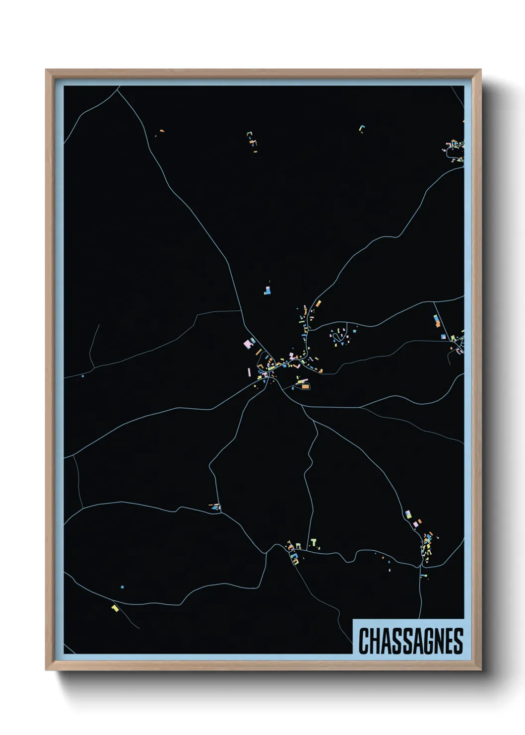 Une affiche de carte sur Chassagnes