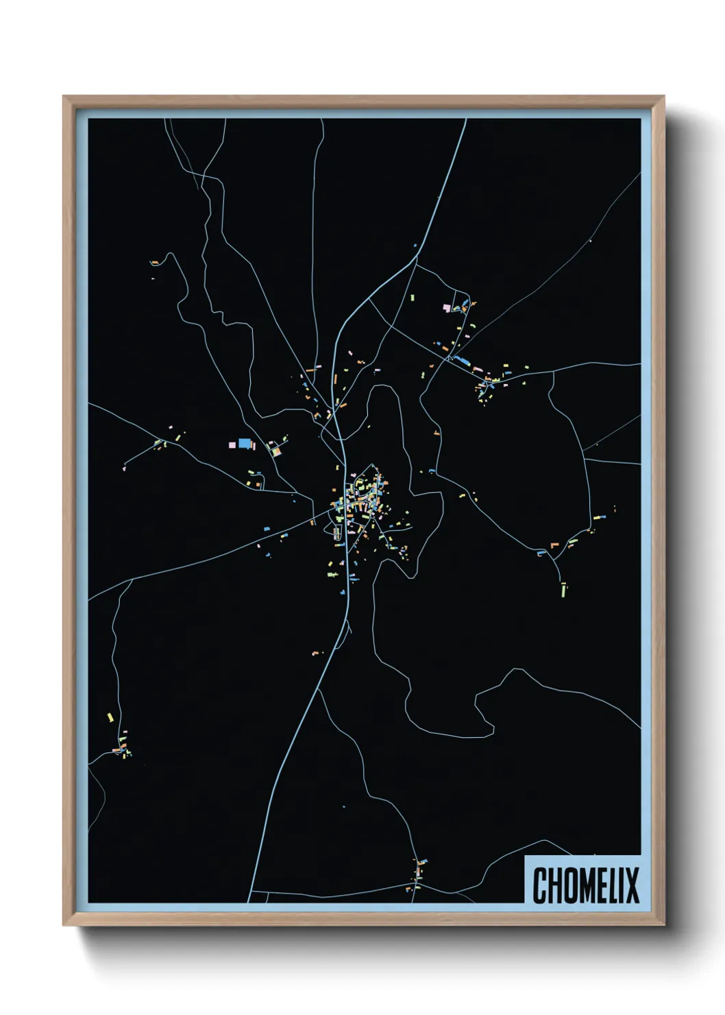 Une affiche de carte sur Chomelix