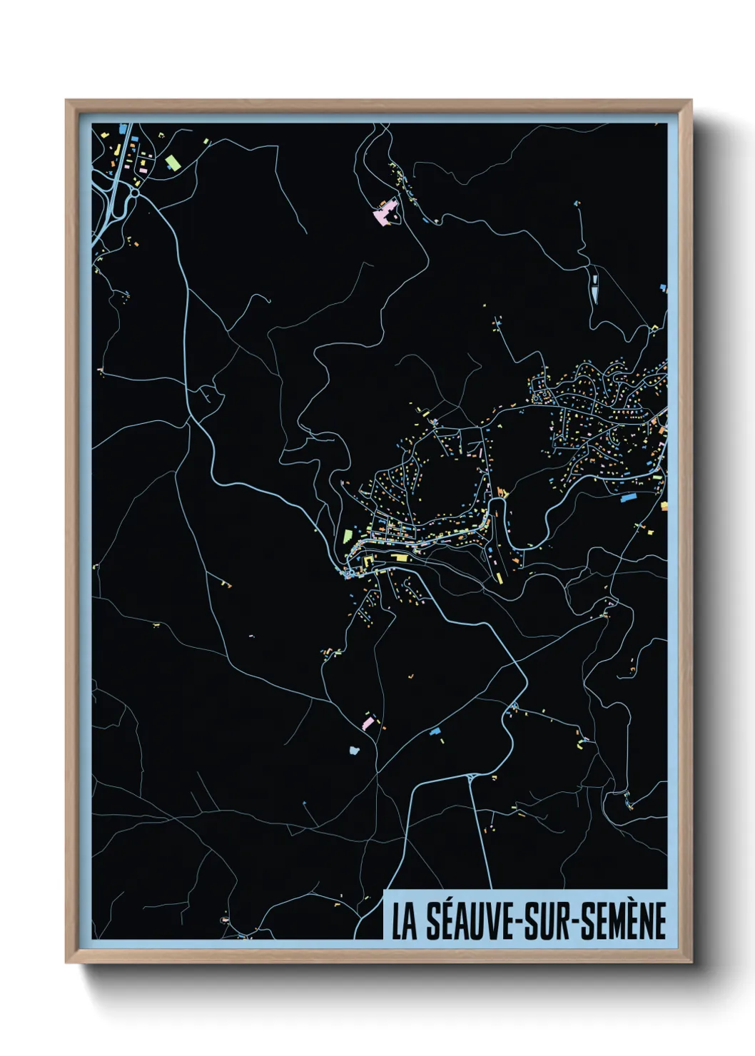 Une affiche de carte sur La Séauve-sur-Semène